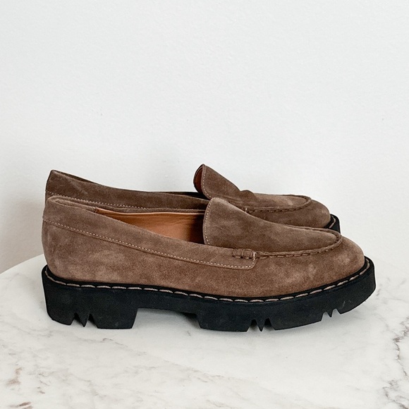 NEW AQUATALIA Hayley Water Resistant Platform Loafers Suede Taupe Size 10.5 - Picture 6 of 7